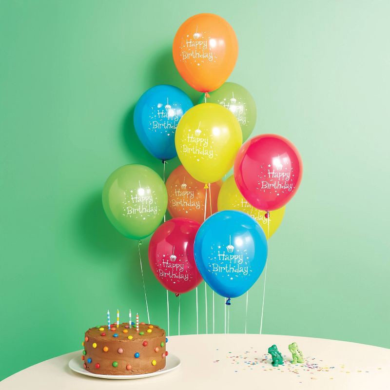 slide 2 of 4, 20ct Happy Birthday Printed Balloons - Spritz™, 20 ct