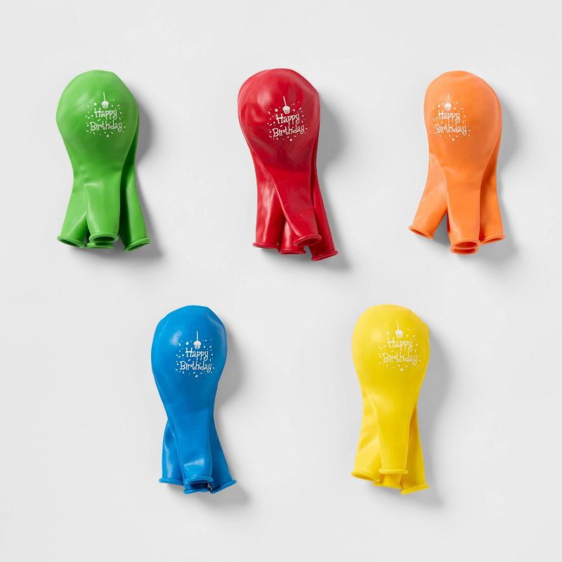 slide 4 of 4, 20ct Happy Birthday Printed Balloons - Spritz™, 20 ct