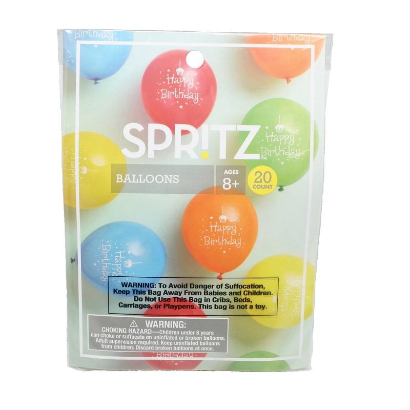 slide 1 of 2, 20ct Happy Birthday Printed Balloons - Spritz™, 20 ct