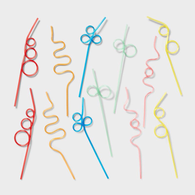 slide 1 of 3, 12ct Squiggle Straws - Spritz™, 12 ct