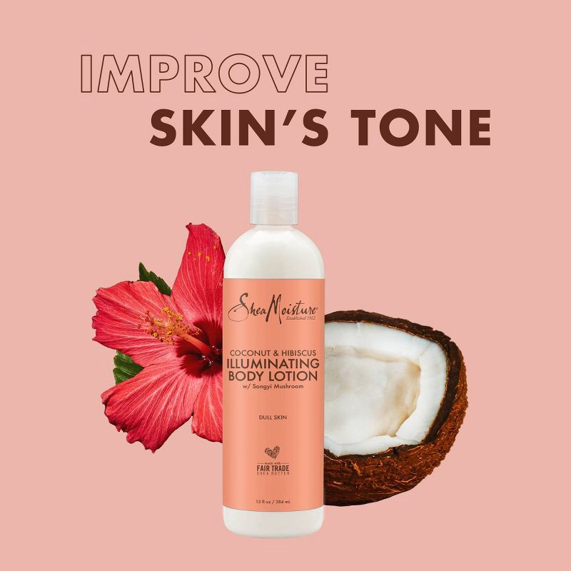 slide 5 of 12, SheaMoisture Coconut & Hibiscus Illuminating Body Lotion for Dull Skin - 13 fl oz, 13 fl oz