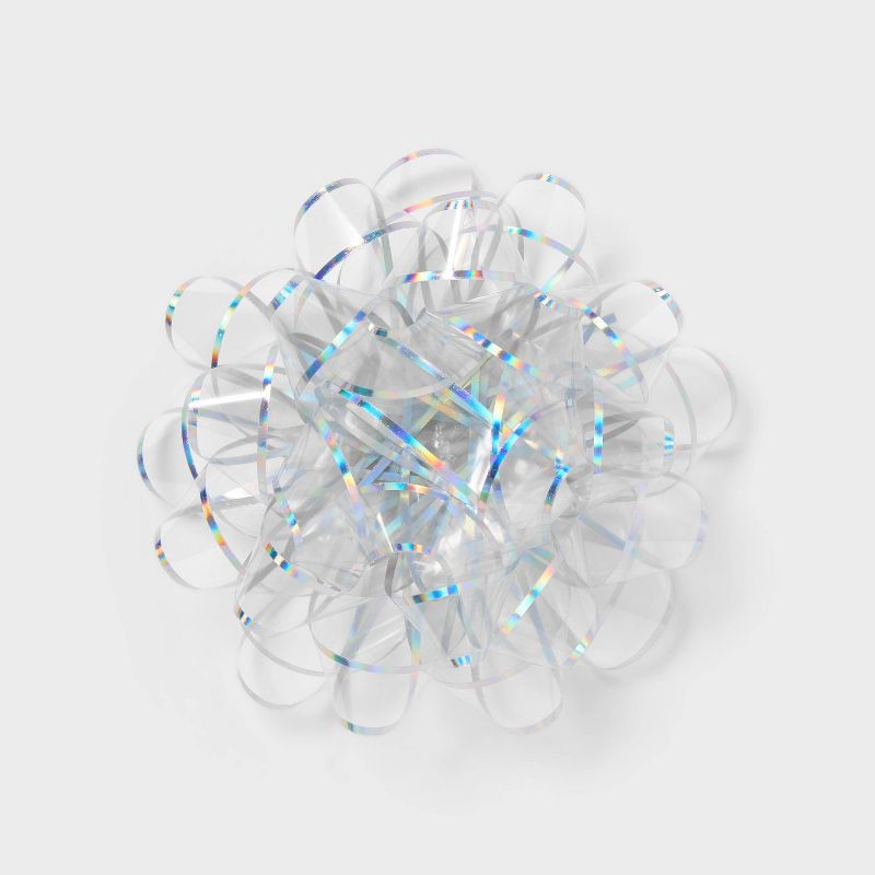 slide 1 of 3, 6" Large Clear Irridescent Gift Bow Silver - Spritz™, 1 ct