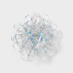 6" Large Clear Irridescent Gift Bow Silver - Spritz™