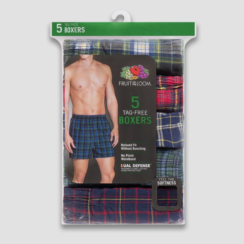 slide 2 of 6, Fruit of the Loom Men's Boxers 5pk - Colors May Vary XL, 5 ct