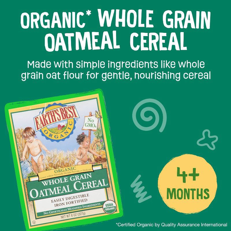 slide 3 of 11, Earth's Best Organic Whole Grain Oatmeal Baby Cereal - 8oz, 8 oz