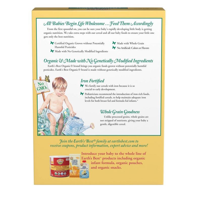 slide 10 of 11, Earth's Best Organic Whole Grain Oatmeal Baby Cereal - 8oz, 8 oz