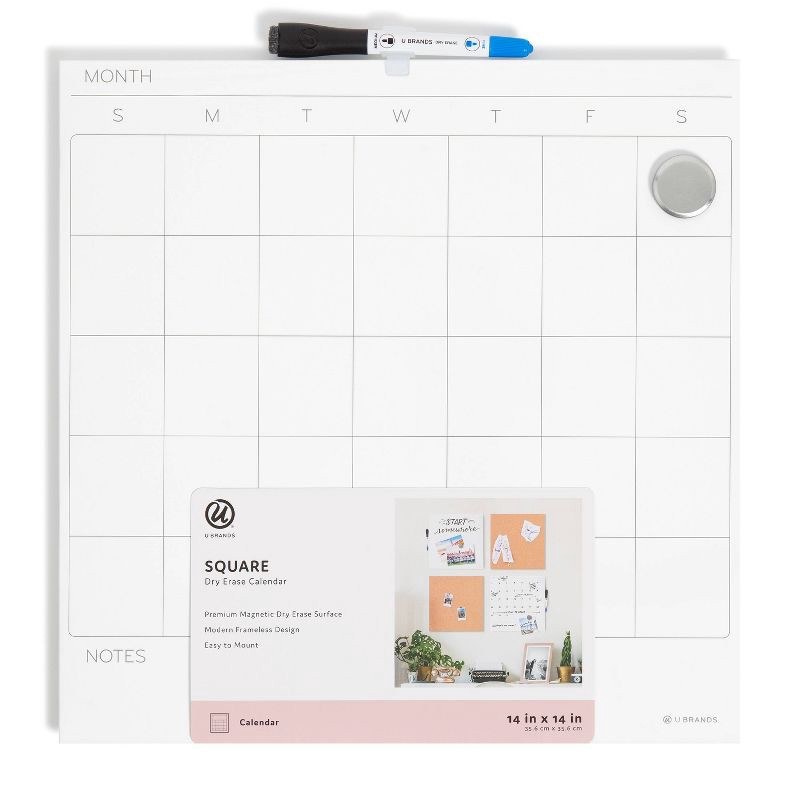 slide 1 of 4, U Brands 14" Square Dry Erase Calendar Board, 1 ct
