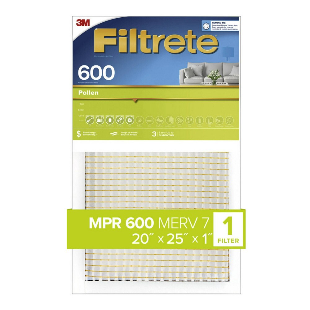 slide 2 of 7, Filtrete 20x25x1 Pollen Air Filter 600 MPR, 1 ct