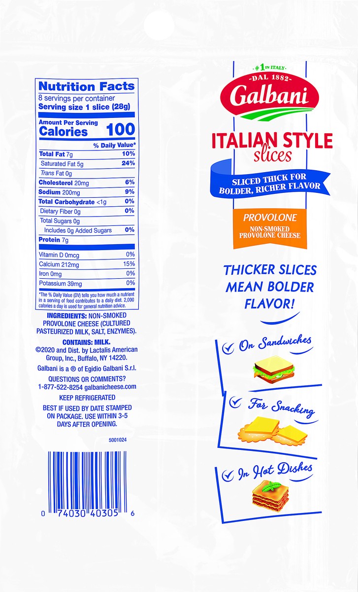 slide 7 of 7, Galbani Italian Style Provolone Cheese Slices 8 oz, 8 oz