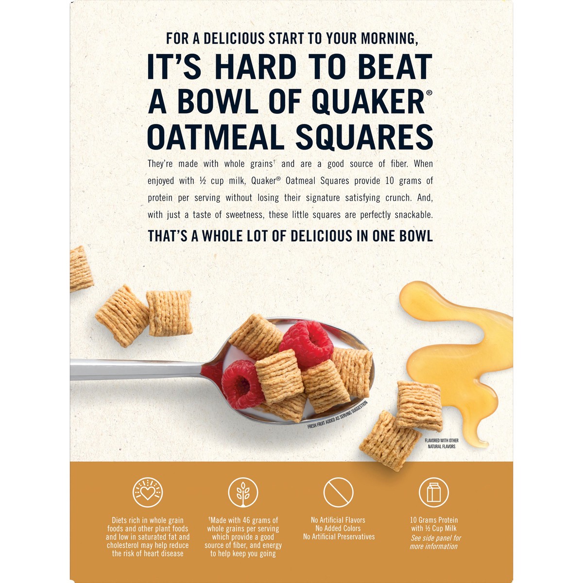 slide 2 of 10, Quaker Oatmeal Squares Crunchy Oat Cereal Honey Nut 14.5 Oz, 14.5 oz