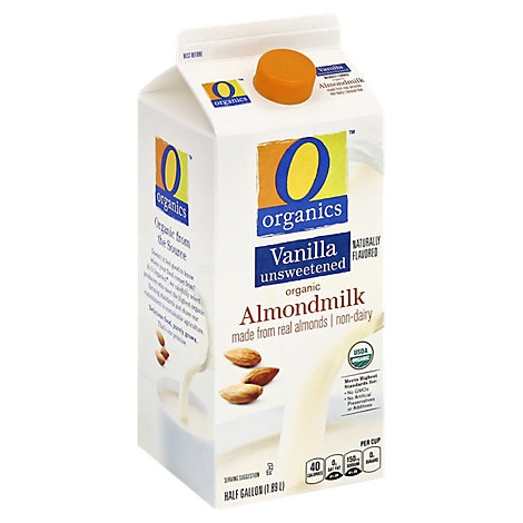 slide 1 of 1, O Organics Organic Almondmilk Unsweetened Vanilla -Half Gallon, 1 ct