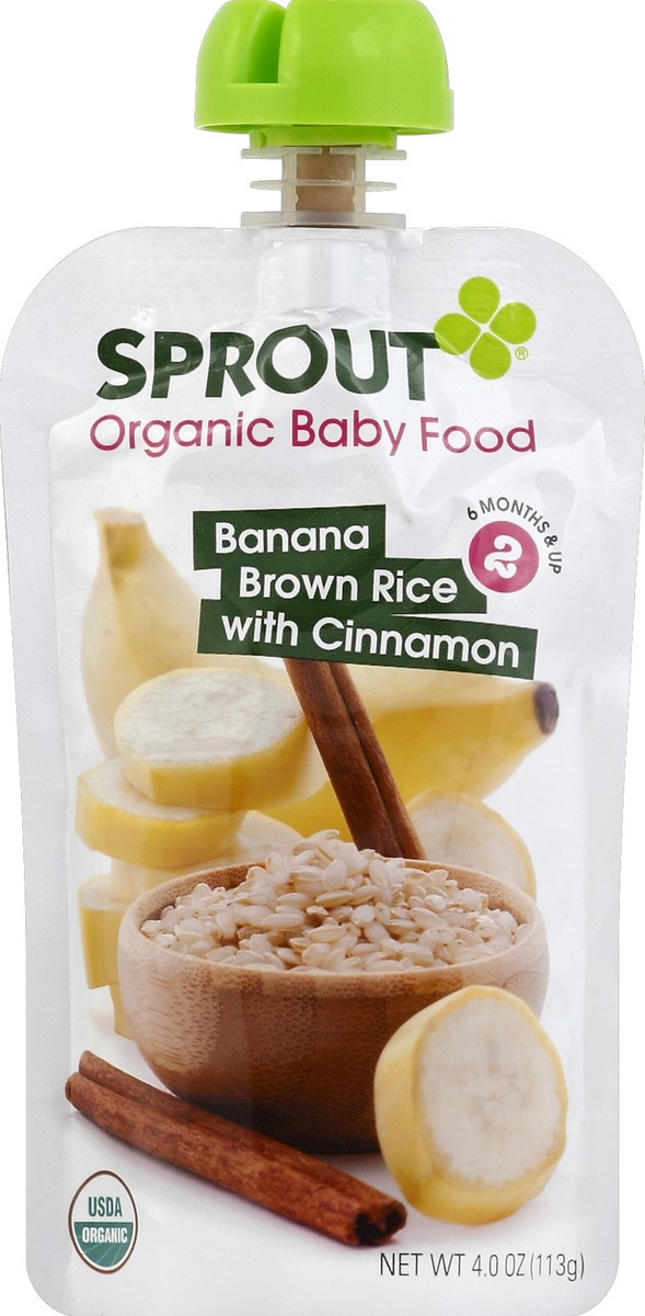 slide 2 of 2, Sprout Baby Food, Banana Brown Rice With Cinnamon, 4 oz