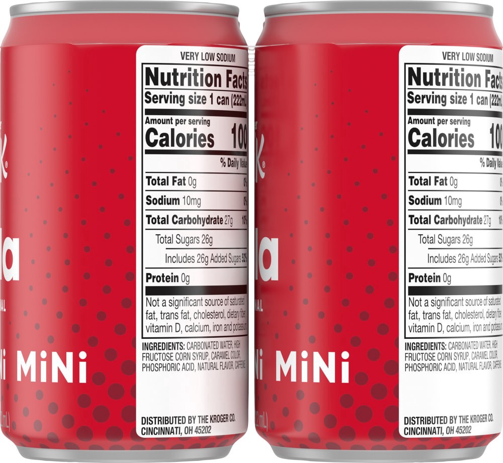 slide 2 of 3, Kroger Big K Cola Mini Cans, 6 ct; 7.5 fl oz