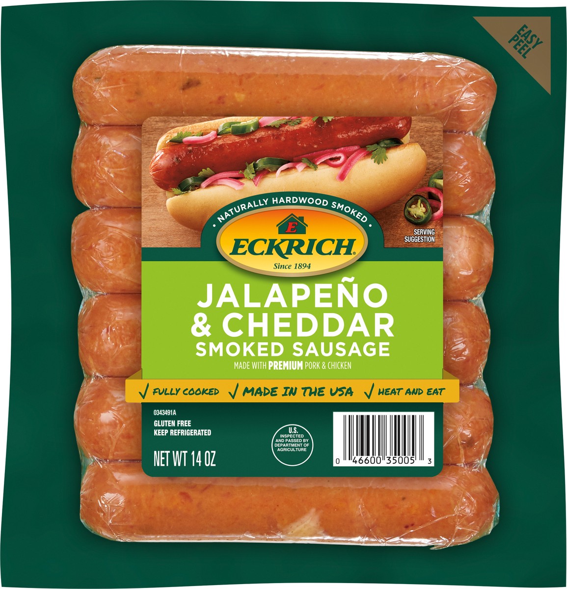 slide 7 of 7, Eckrich Jalapeno & Cheddar Smoked Sausage Links, 14 oz, 14 oz