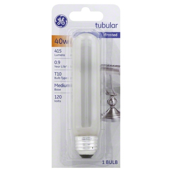 slide 1 of 1, GE 40-Watt Soft White T10 Tubular Light Bulb, 1 ct