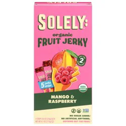 Solely Organic Mango & Raspberry Fruit Jerky - 5 x 0.8 oz Packs