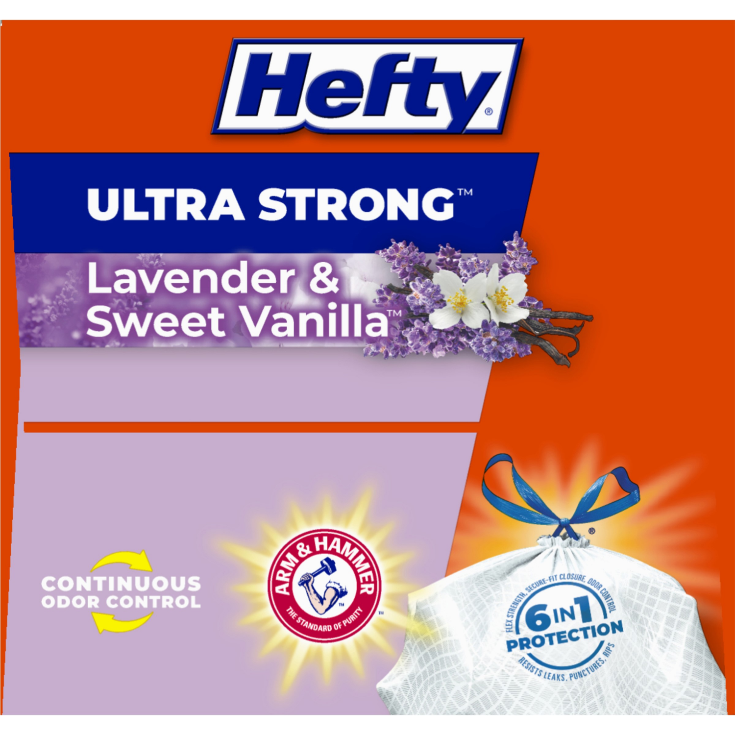slide 3 of 8, Hefty Ultra Strong 13 Gallon Lavender & Sweet Vanilla Tall Kitchen Drawstring Bags 40 Bags, 40 ct