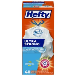 Hefty Ultra Strong 13 Gallon Clean Burst Tall Kitchen Drawstring Bags 40 Bags