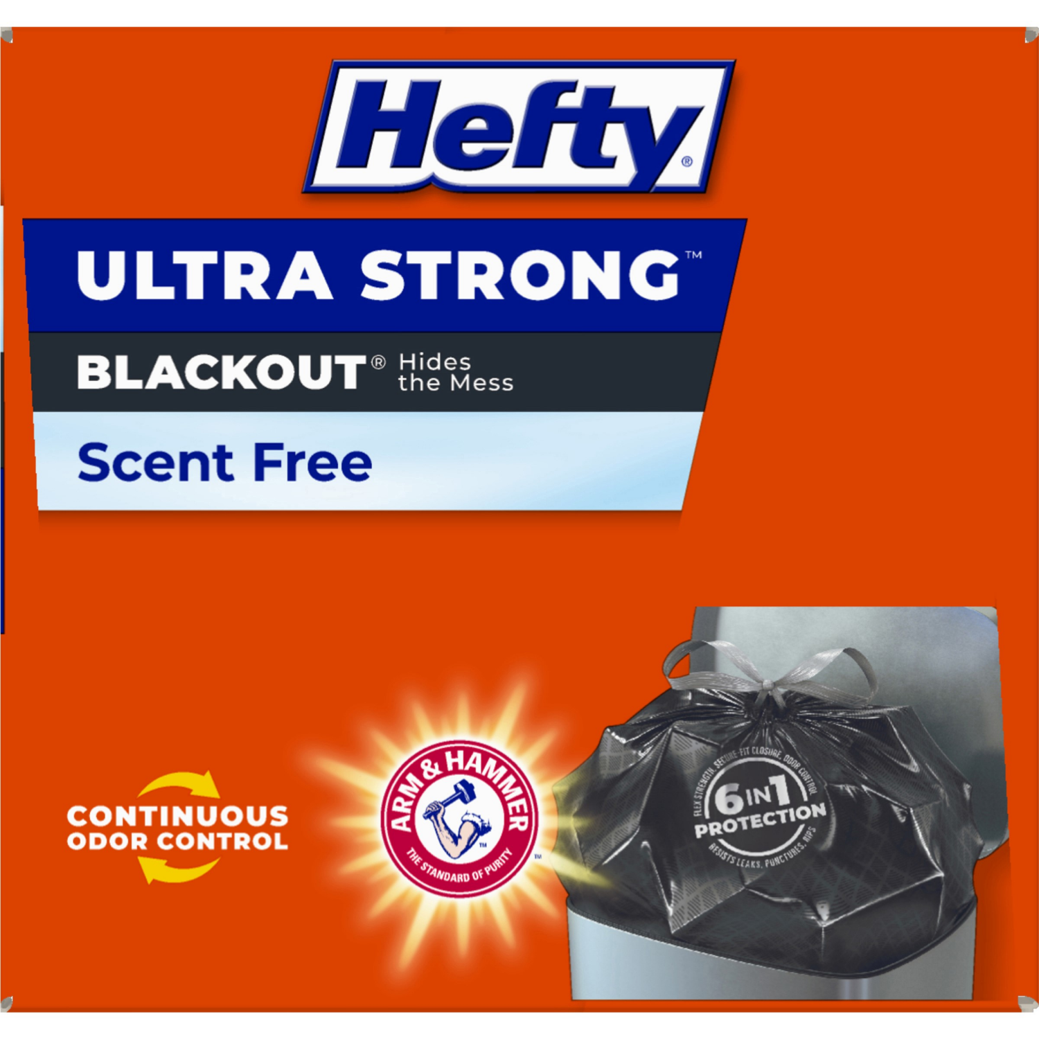 slide 3 of 8, Hefty Ultra Strong 13 Gallon Blackout Scent Free Tall Kitchen Drawstring Bags 40 Bags, 40 ct