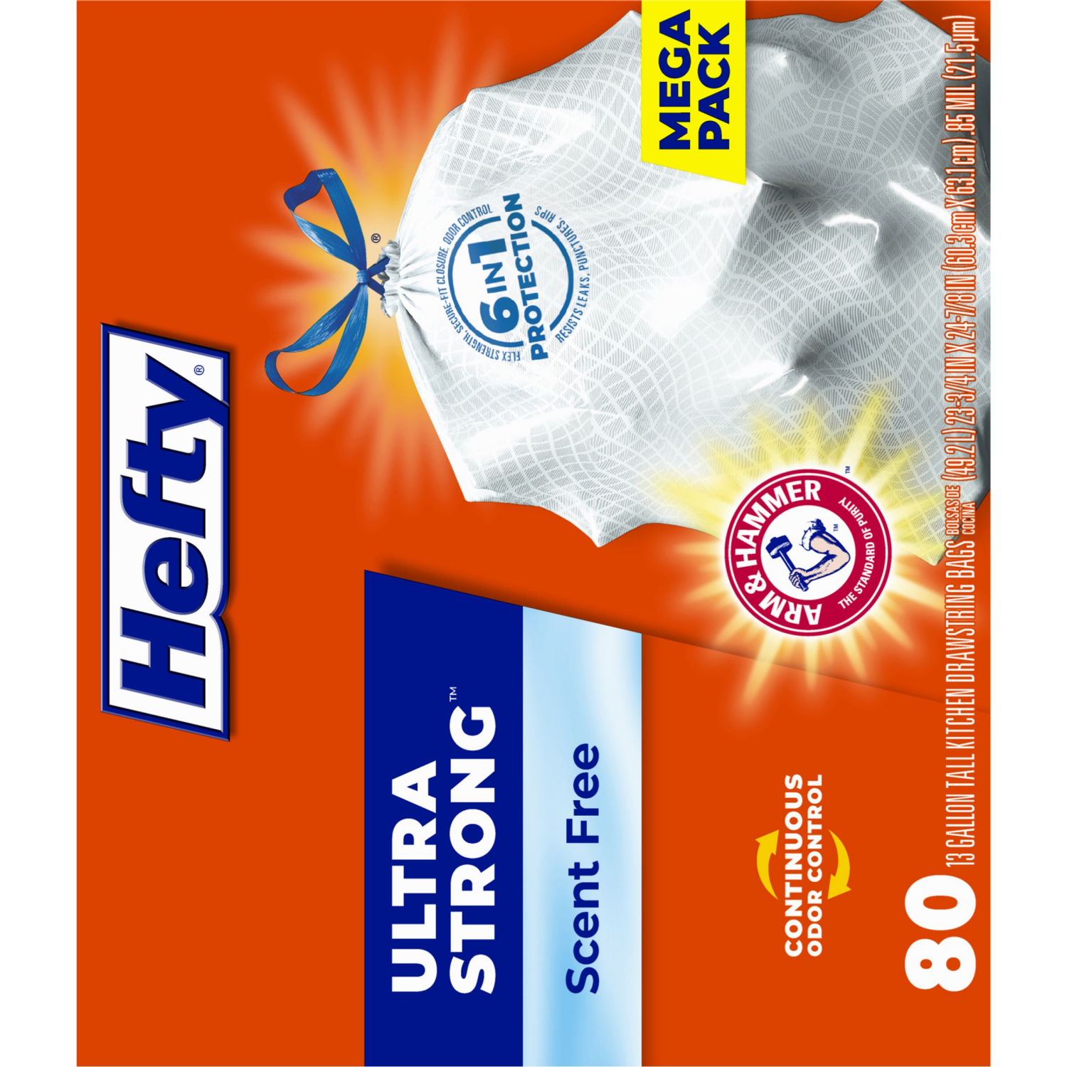 slide 2 of 8, Hefty Ultra Strong Tall Scent Free Kitchen Drawstring Bags Mega Pack 80 ea, 80 ct