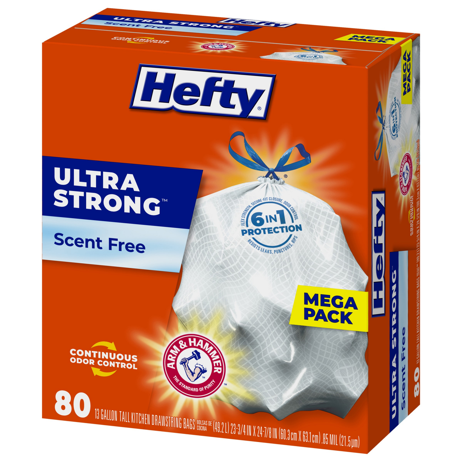 slide 7 of 8, Hefty Ultra Strong Tall Scent Free Kitchen Drawstring Bags Mega Pack 80 ea, 80 ct