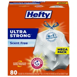 Hefty Ultra Strong Tall Scent Free Kitchen Drawstring Bags Mega Pack 80 ea