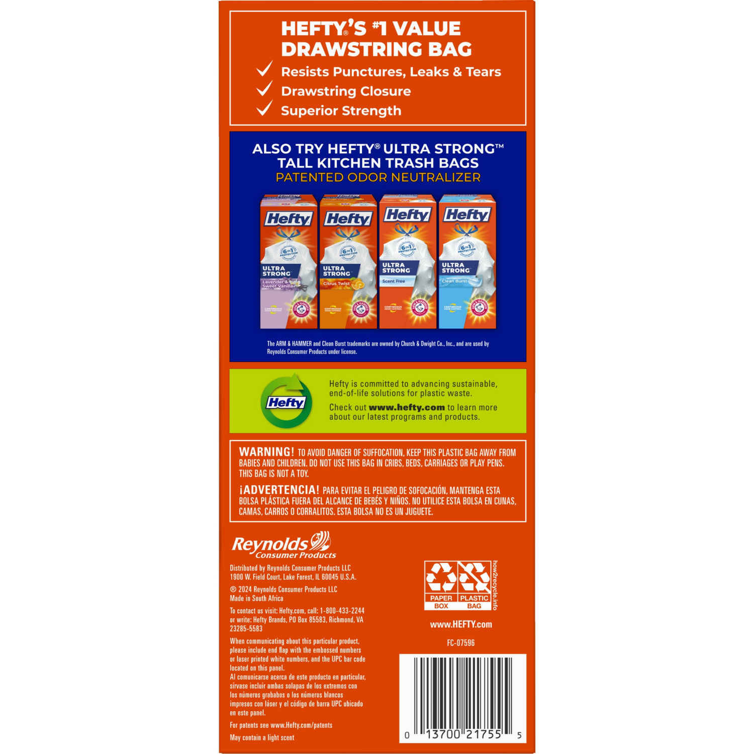 slide 4 of 8, Hefty 13 Gallon Strong Drawstrings Tall Kitchen Bags 45 ea, 45 ct