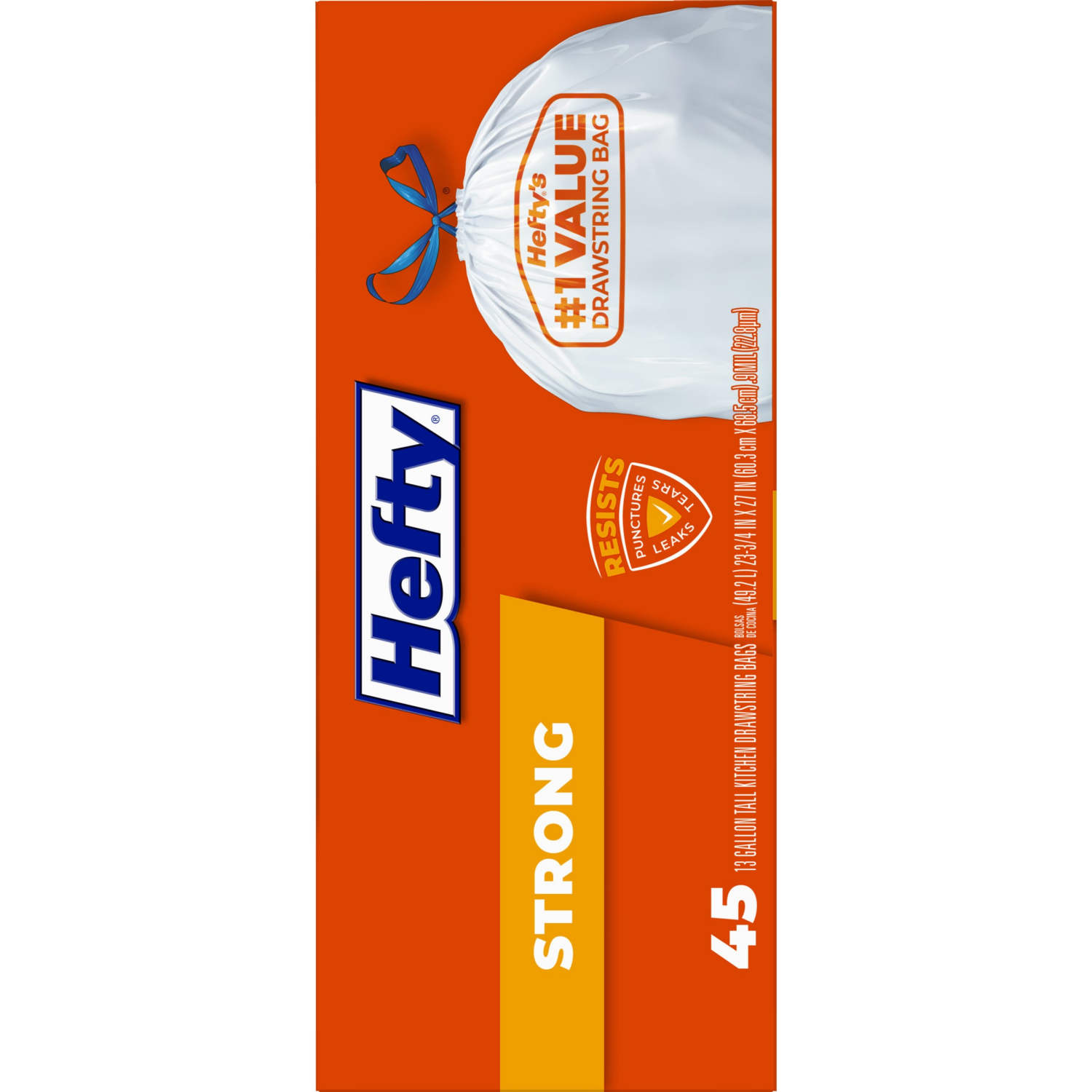 slide 5 of 8, Hefty 13 Gallon Strong Drawstrings Tall Kitchen Bags 45 ea, 45 ct