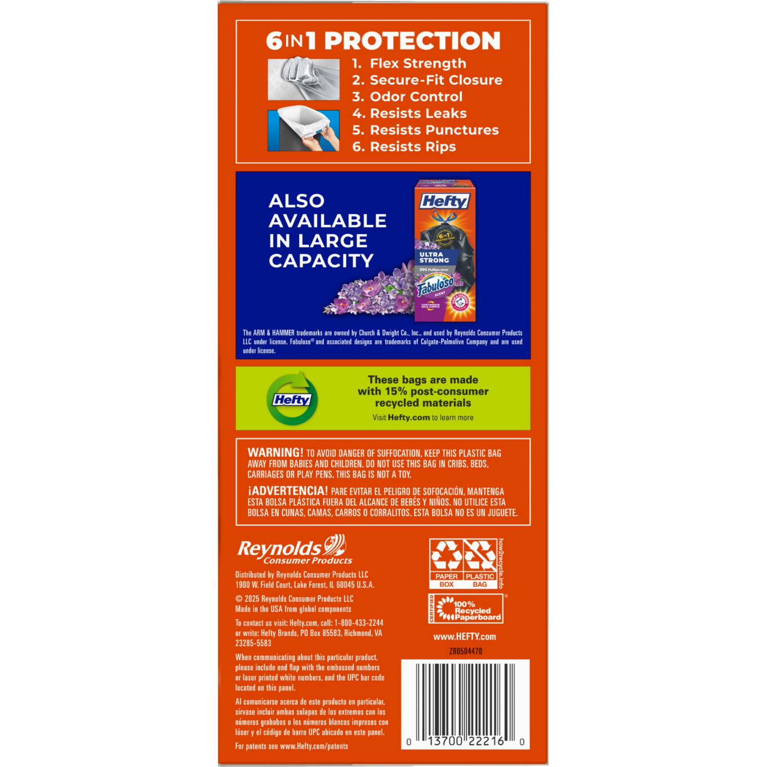 slide 4 of 8, Hefty Ultra Strong 13 Gallon Fabuloso Lavender Tall Kitchen Drawstring Trash Bags - 40 Bags, 40 ct