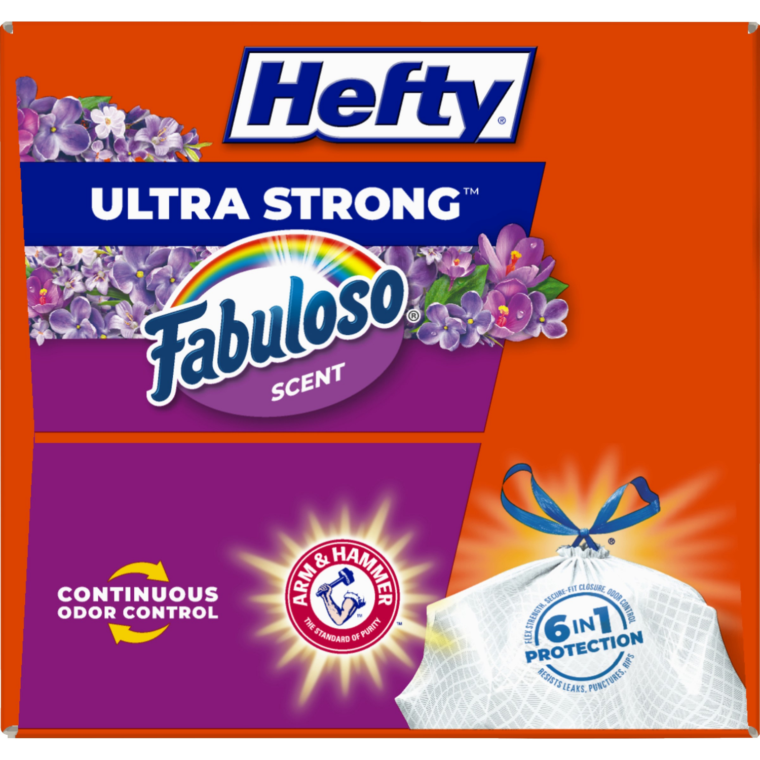 slide 8 of 8, Hefty Ultra Strong 13 Gallon Fabuloso Lavender Tall Kitchen Drawstring Trash Bags - 40 Bags, 40 ct