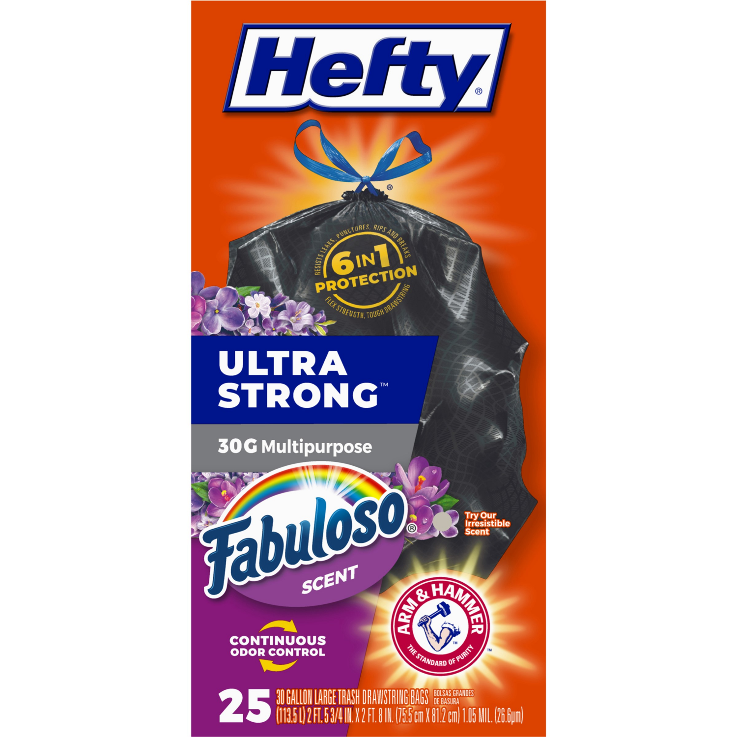 slide 2 of 8, Hefty Ultra Strong Large Drawstring Fabuloso Scent Trash Bags 25 ea, 25 ct