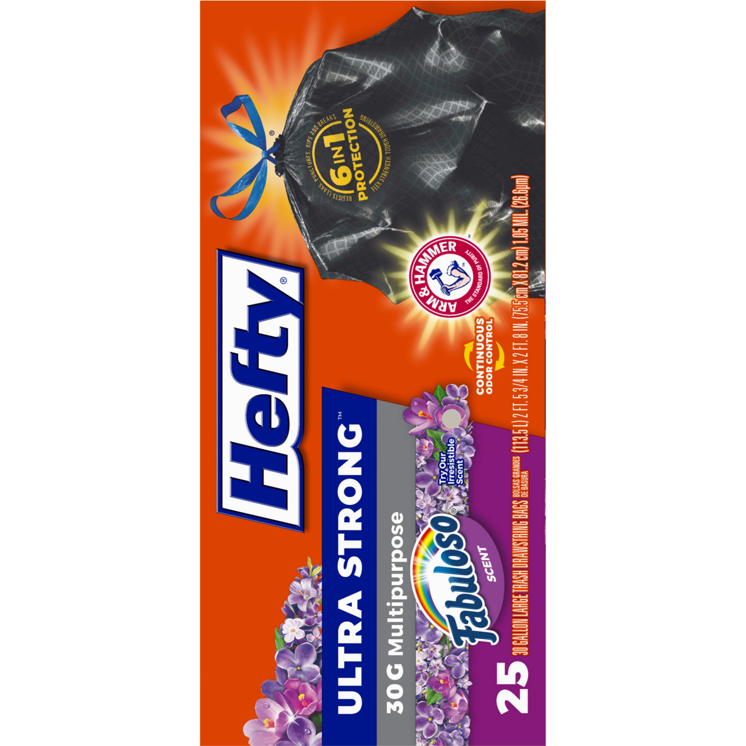 slide 5 of 8, Hefty Ultra Strong Large Drawstring Fabuloso Scent Trash Bags 25 ea, 25 ct