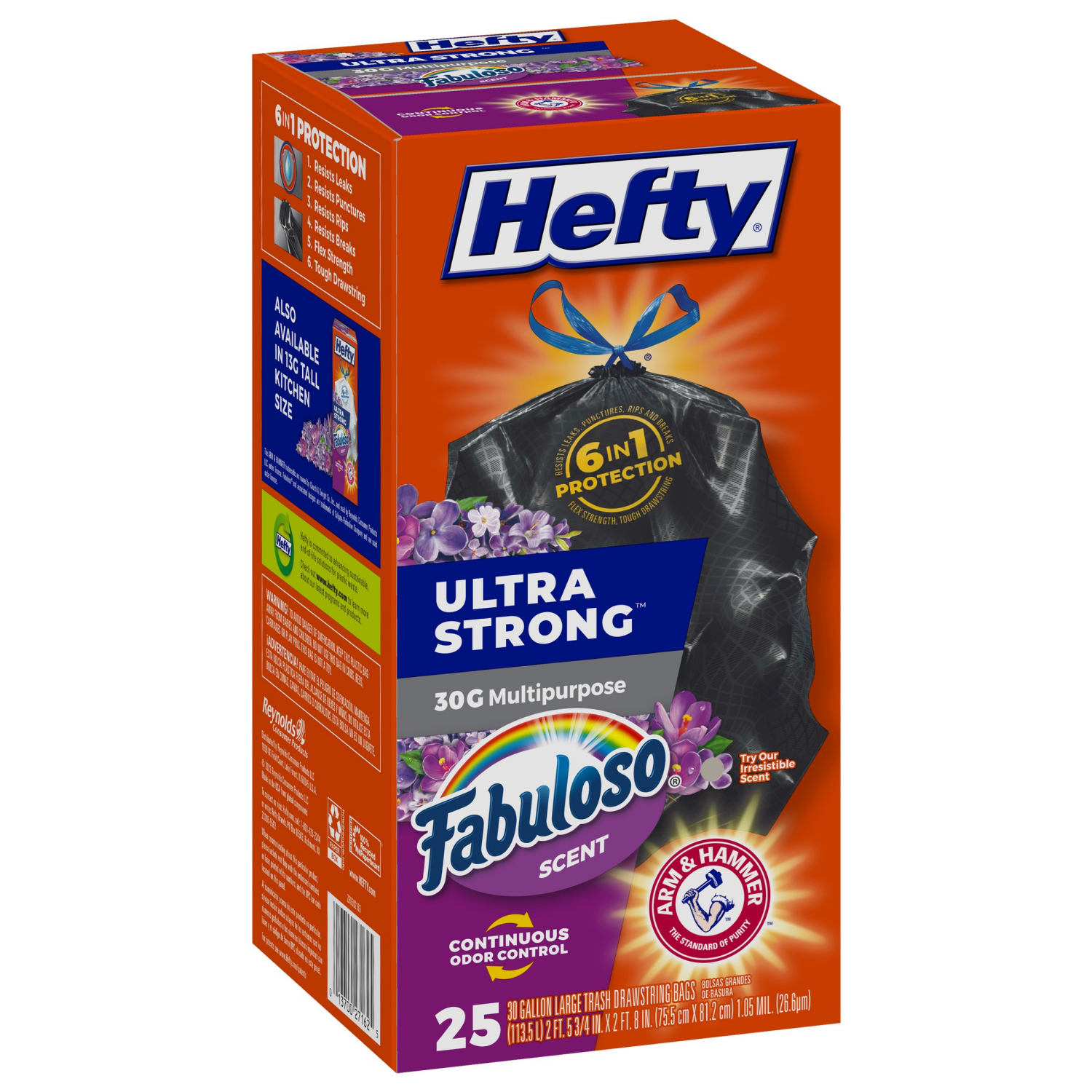 slide 6 of 8, Hefty Ultra Strong Large Drawstring Fabuloso Scent Trash Bags 25 ea, 25 ct