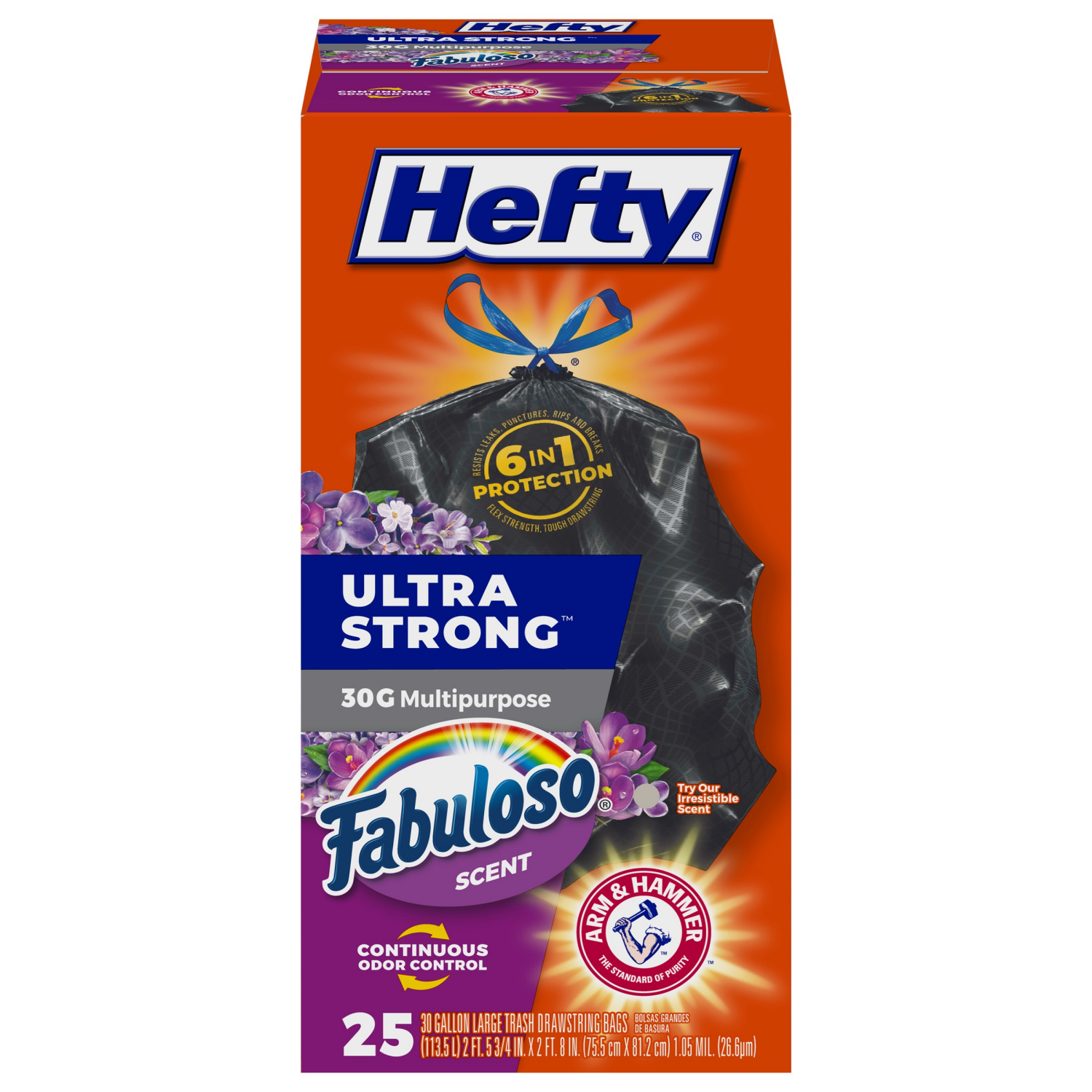slide 1 of 8, Hefty Ultra Strong Large Drawstring Fabuloso Scent Trash Bags 25 ea, 25 ct