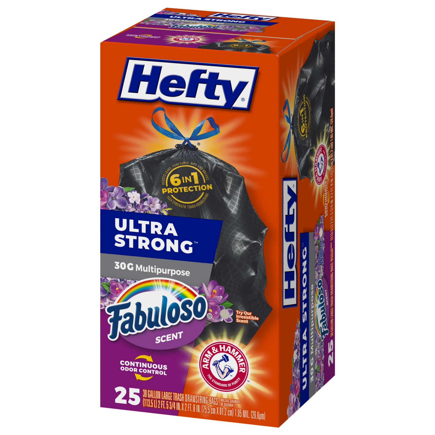 slide 7 of 8, Hefty Ultra Strong Large Drawstring Fabuloso Scent Trash Bags 25 ea, 25 ct