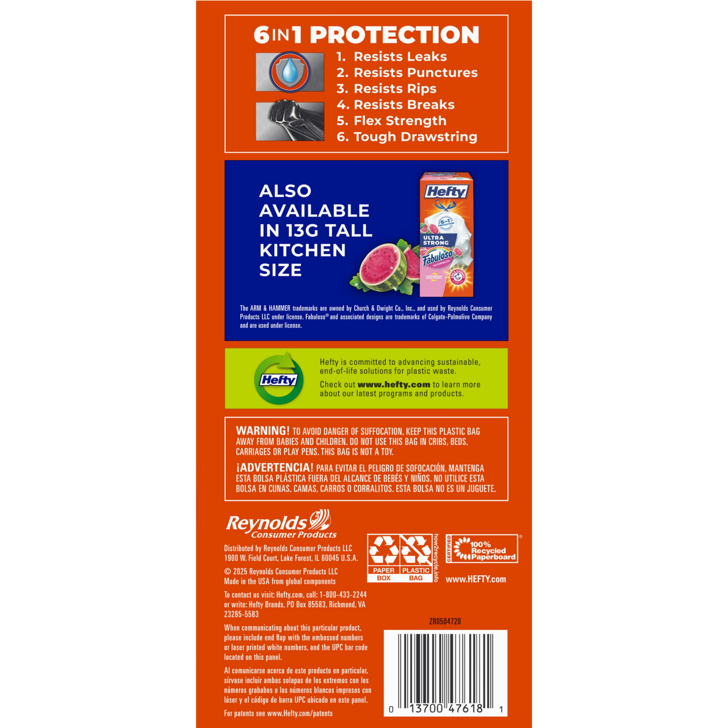 slide 4 of 8, Hefty Ultra Strong 30 Gallon Multipurpose Fabuloso Watermelon Large Drawstring Bags - 25 Bags, 25 ct