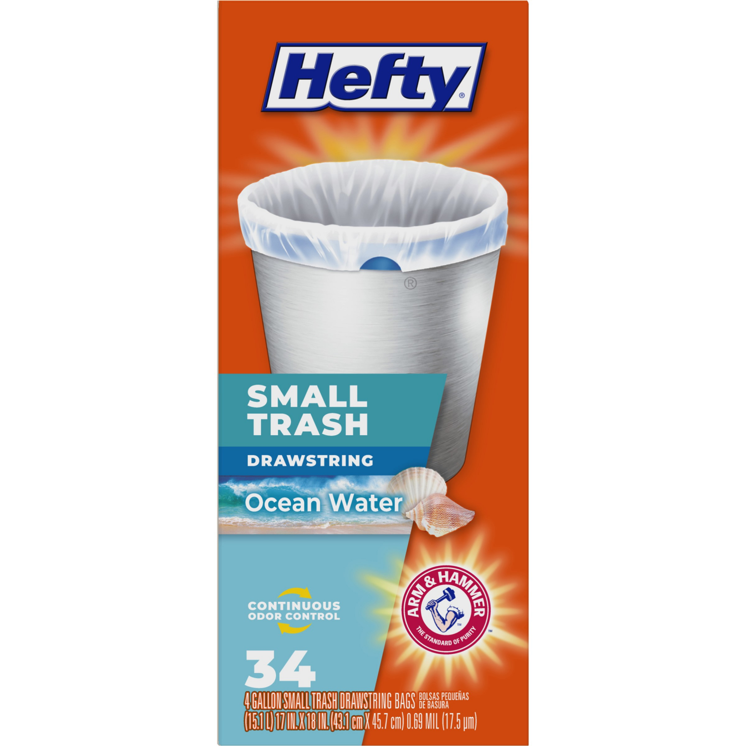 slide 2 of 8, Hefty Drawstring Small Trash Bag, 34 ct