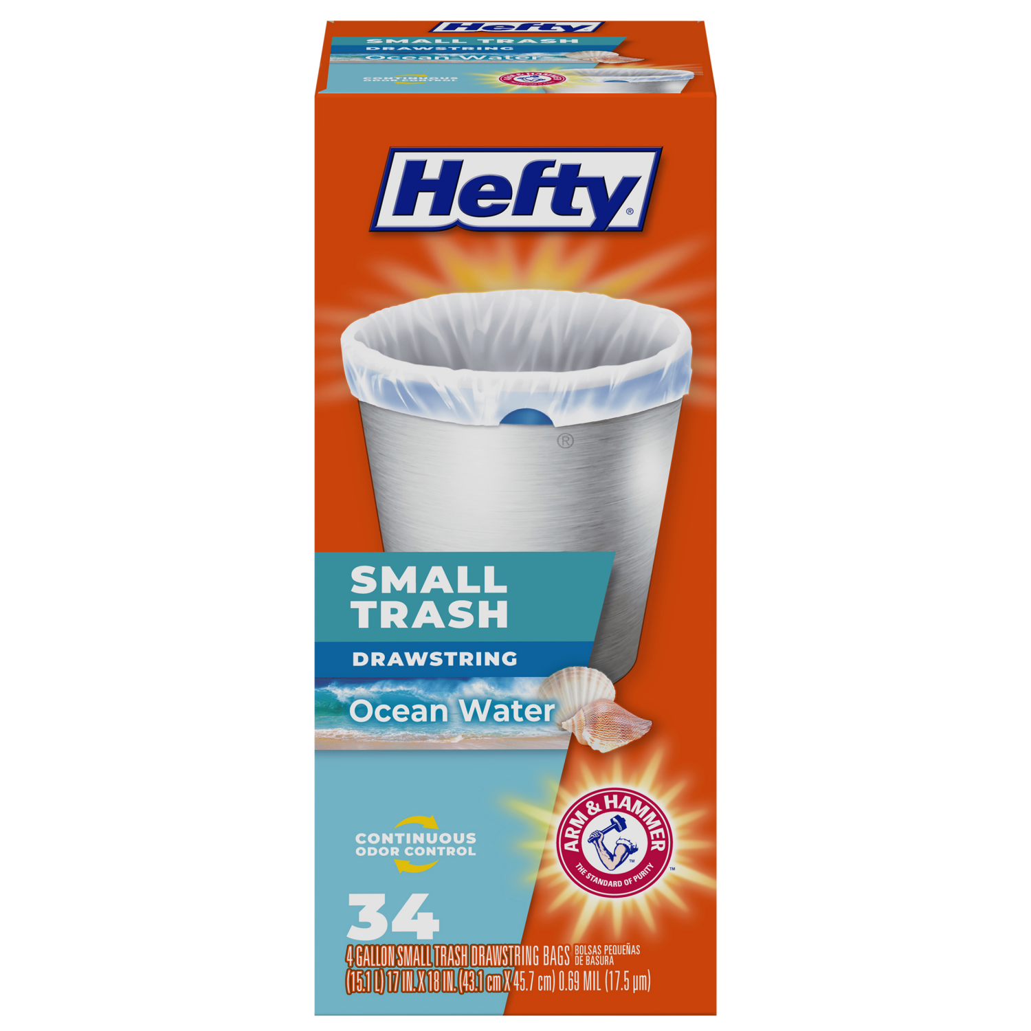 slide 1 of 8, Hefty Drawstring Small Trash Bag, 34 ct