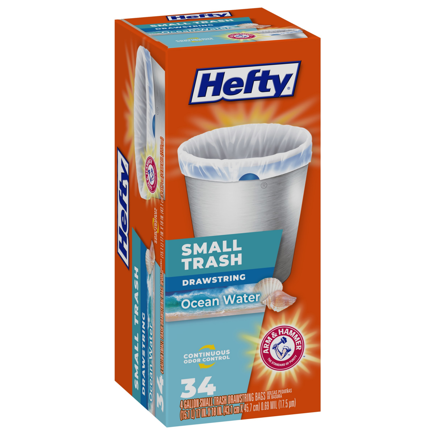 slide 6 of 8, Hefty Drawstring Small Trash Bag, 34 ct
