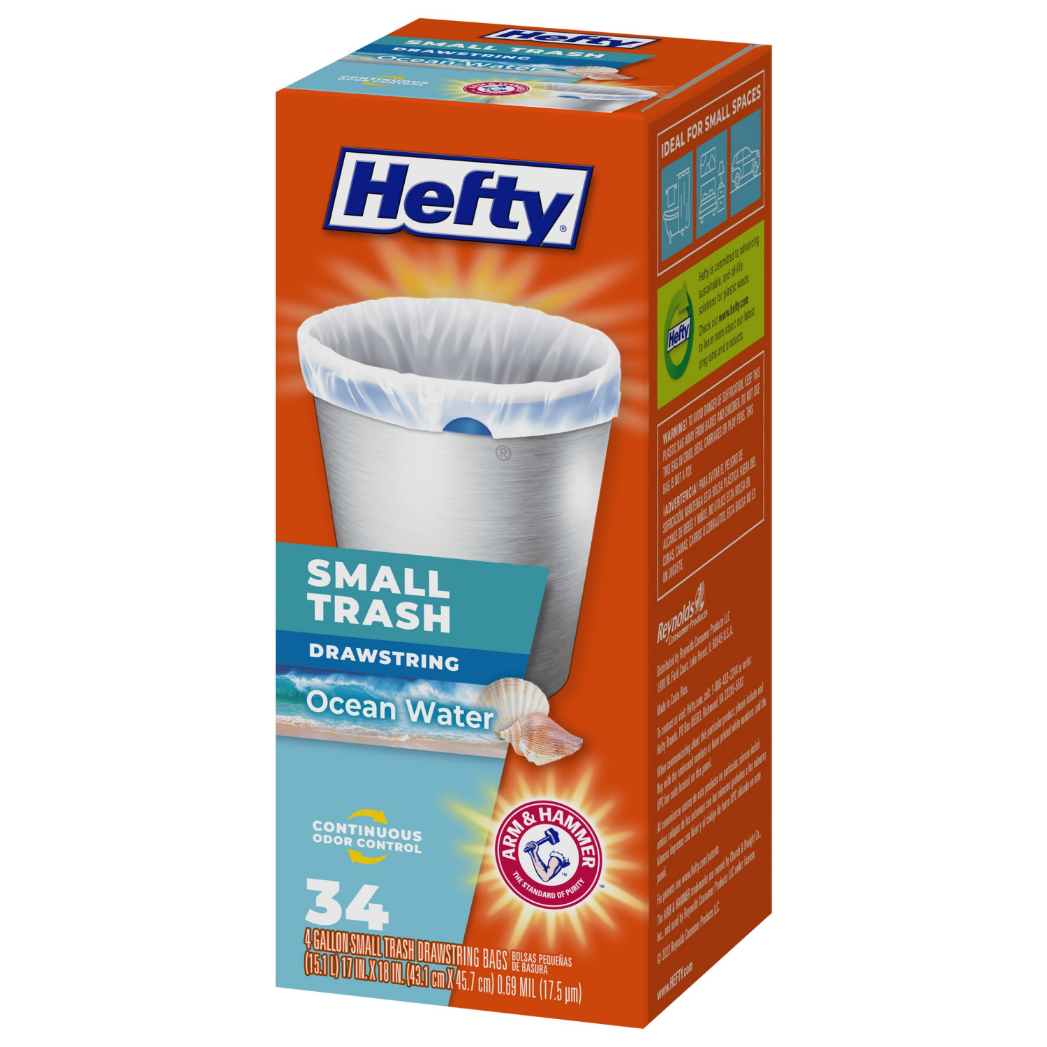 slide 7 of 8, Hefty Drawstring Small Trash Bag, 34 ct