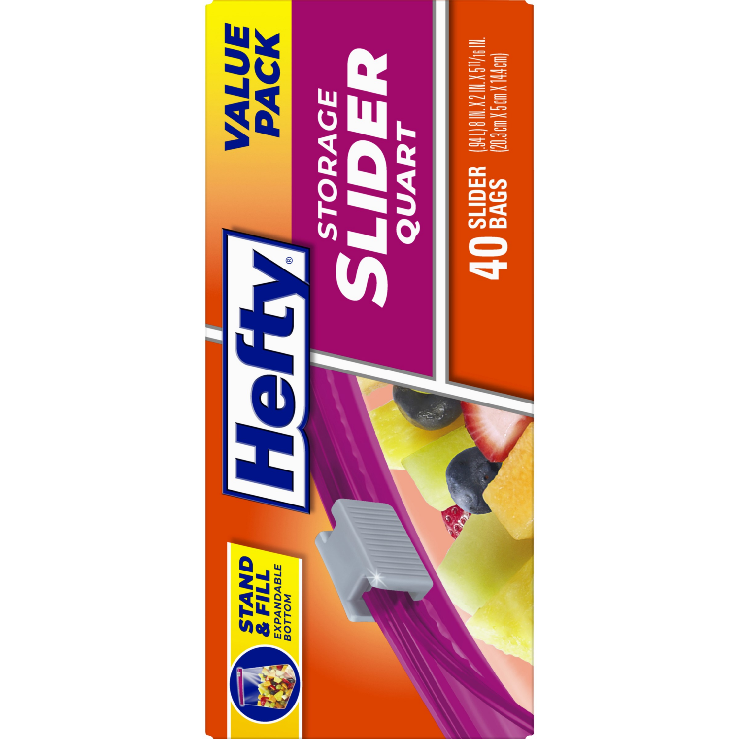slide 2 of 8, Hefty Quart Food Storage Slider Bag - 40c, 40 ct