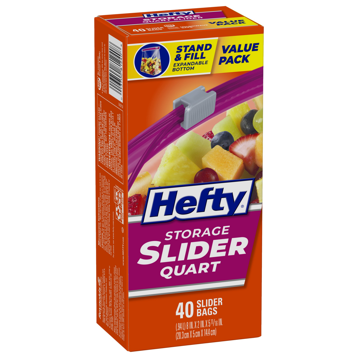 slide 6 of 8, Hefty Quart Food Storage Slider Bag - 40c, 40 ct