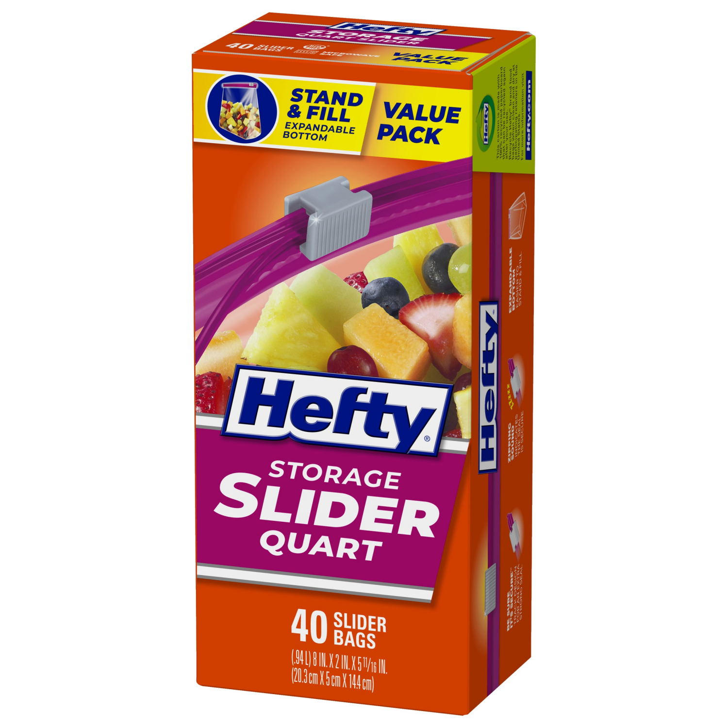 slide 7 of 8, Hefty Quart Food Storage Slider Bag - 40c, 40 ct