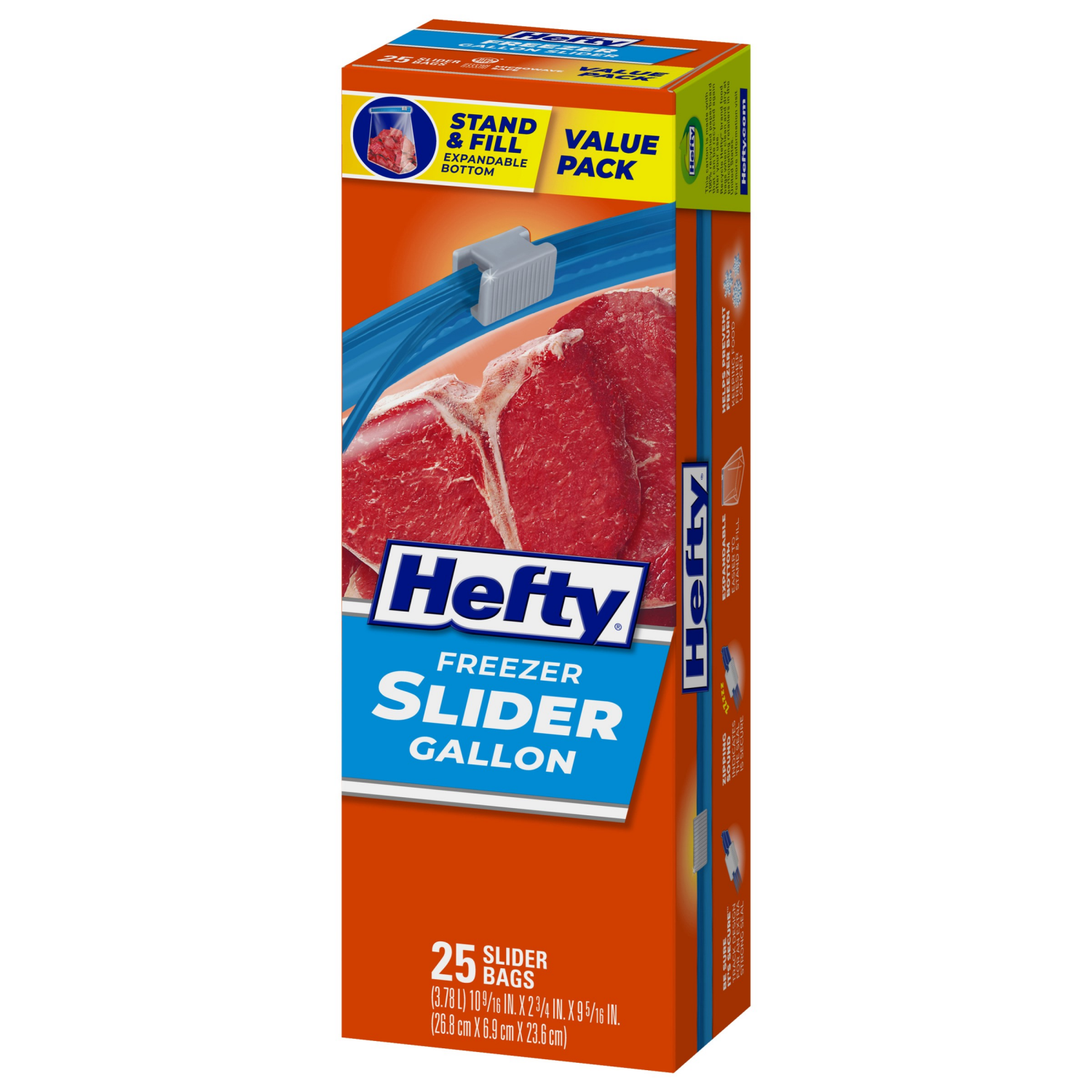 slide 7 of 8, Hefty Freezer Gallon Storage Slider Bags, 25 ct