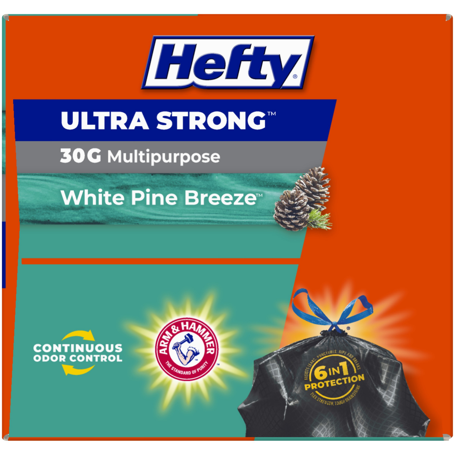 slide 3 of 8, Hefty Ultra Strong 30 Gallon Large Drawstring White Pine Breeze Trash Bags 25 ea, 25 ct