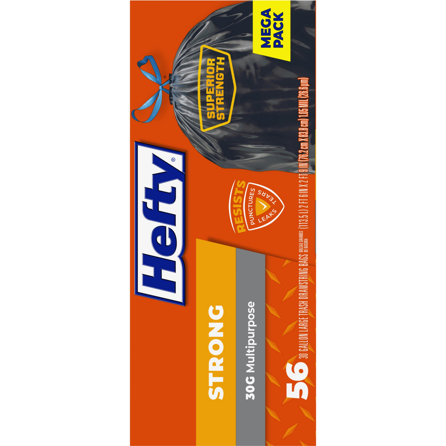 slide 5 of 8, Hefty Strong 30 Gallon Multipurpose Drawstring Large Trash Bags Mega Pack 56 Bags, 56 ct