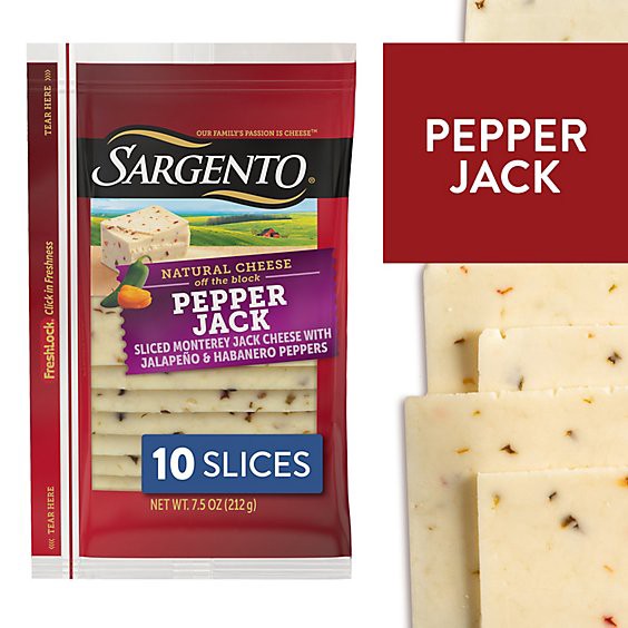 slide 1 of 1, Sargento Sliced Pepper Jack Natural Cheese - 10 Count, 7.5 oz
