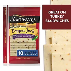 Sargento Sliced Pepper Jack Natural Cheese - 10 Count
