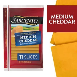 Sargento Sliced Medium Natural Cheddar Cheese - 11 Count