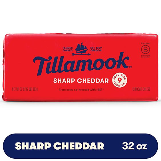 slide 1 of 2, Tillamook Sharp Cheddar Cheese Block - 2 Lb, 32 oz